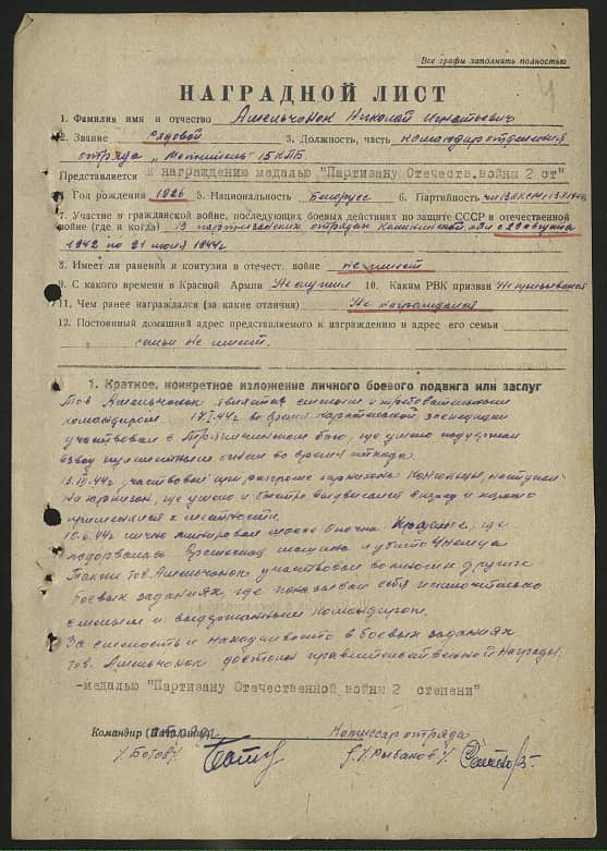 Амельчонок Николай Игнатьевич Документ 1