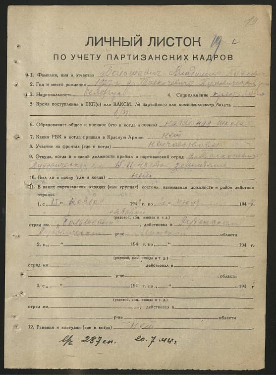 Большевич Владимир Павлович Документ 1